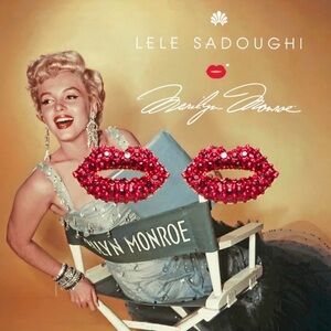 Lele Sadoughi x Marilyn Monroe Pavé Kiss Stud Earrings – Lipstick Red